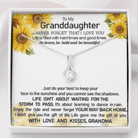 To My Grand Daughter - The Gift Of You (With Love and Kisses, Grandma)| Beautiful 14k White Gold Family Forever Pendant