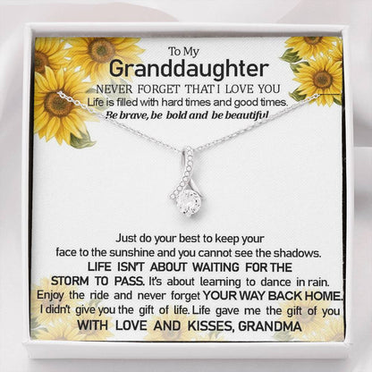 To My Grand Daughter - The Gift Of You (With Love and Kisses, Grandma)| Beautiful 14k White Gold Family Forever Pendant