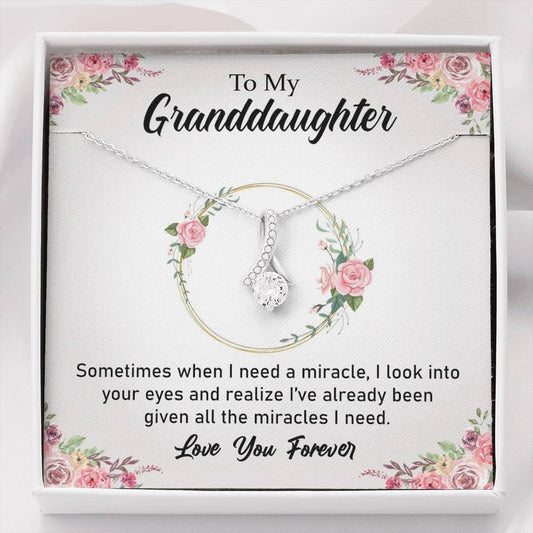 To My Grand Daughter - All The Miracles I Need | Beautiful 14K White Gold Family Forever Pendant