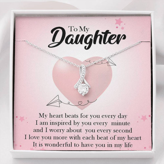 To My Daughter - Wonderful To Have You | Beautiful 14K White Gold Family Forever Pendant