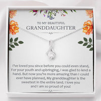 To My Beautiful Grand Daughter - You're More Amazing | Beautiful 14K White Gold Family Forever Pendant Necklace & Gift Card