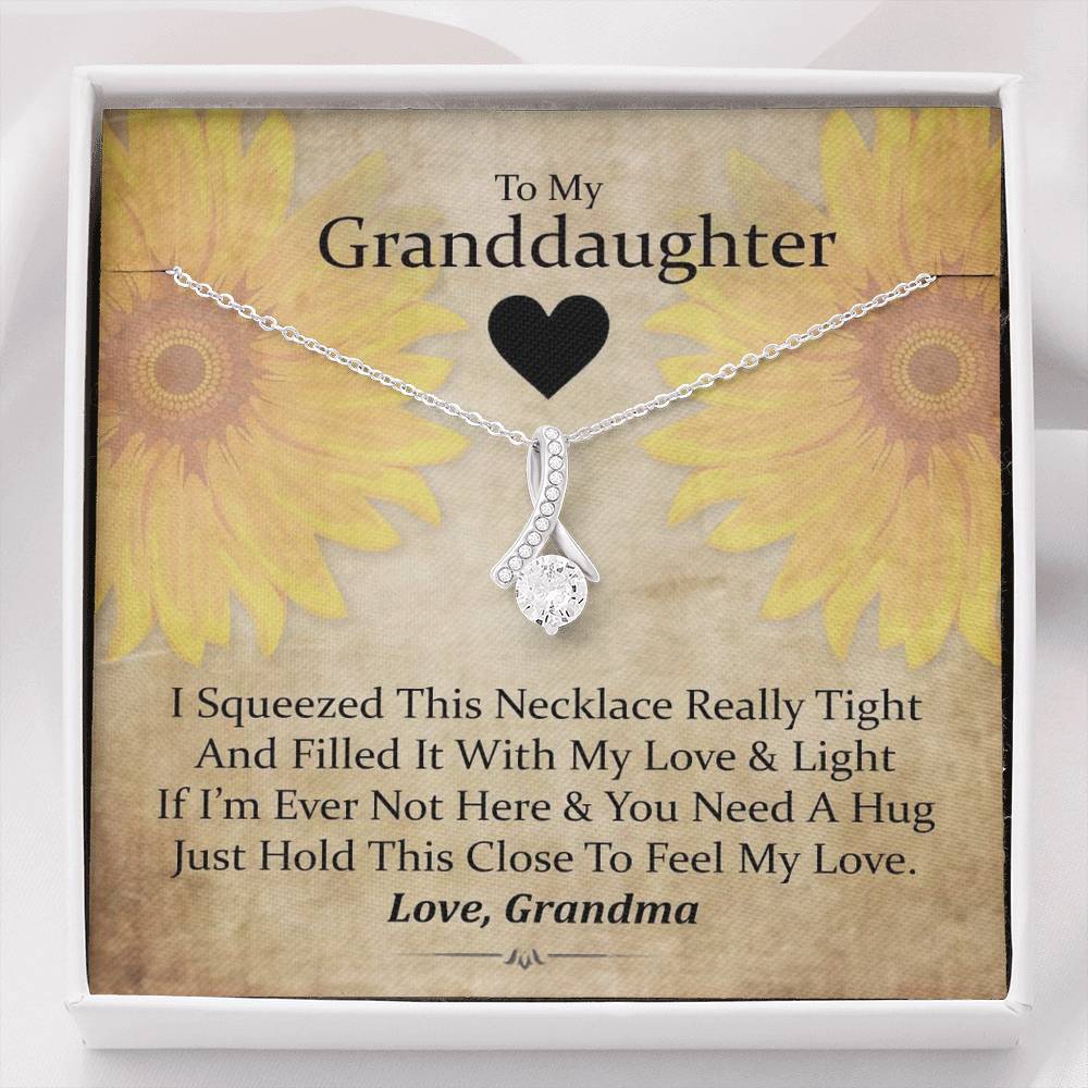 To My Grand Daughter - If You Need A Hug (Love, Grandma) | Beautiful Handcrafted 14k White Gold Family Forever Pendant