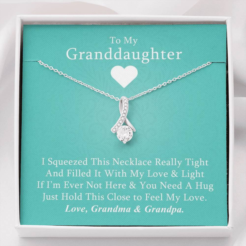 To My Grand Daughter - If I'm Ever Not Here (Love, Grandma & Grandpa) | Beautiful 14K White Gold Family Forever Pendant