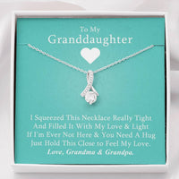 To My Grand Daughter - If I'm Ever Not Here (Love, Grandma & Grandpa) | Beautiful 14K White Gold Family Forever Pendant