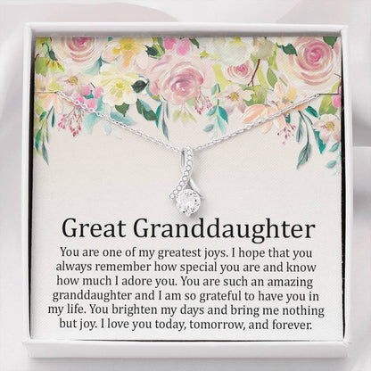 Great Grand Daughter - One Of My Greatest Joys |  Beautiful 14K White Gold Family Forever Pendant