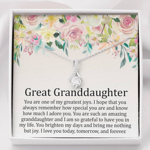 Great Grand Daughter - One Of My Greatest Joys | Beautiful 14K White Gold Family Forever Pendant