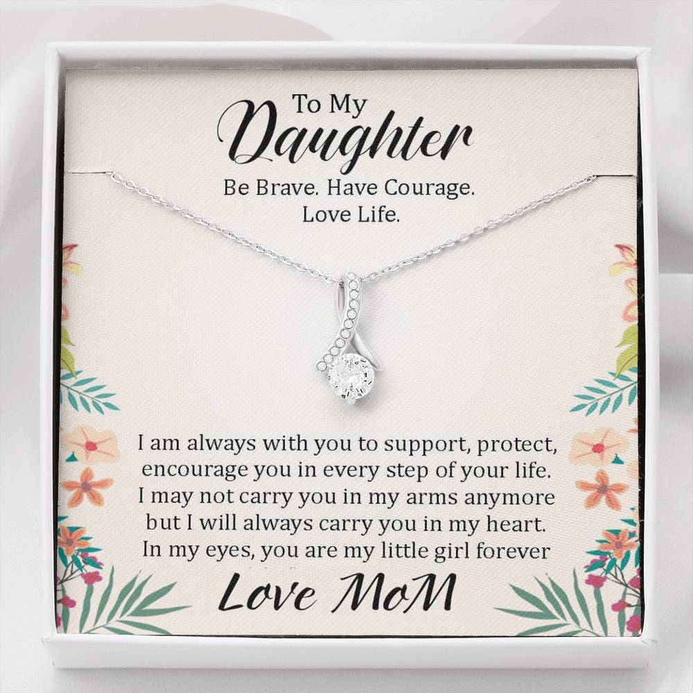 To My Daughter - In Every Step Of Your Life (Love, Mom) | Beautiful 14K White Gold Family Forever Pendant