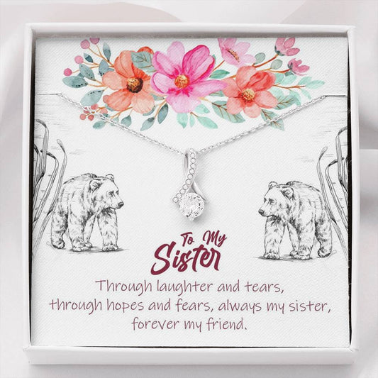 To My Sister - Forever My Friend | Stunning 14K White Gold Family Forever Pendant