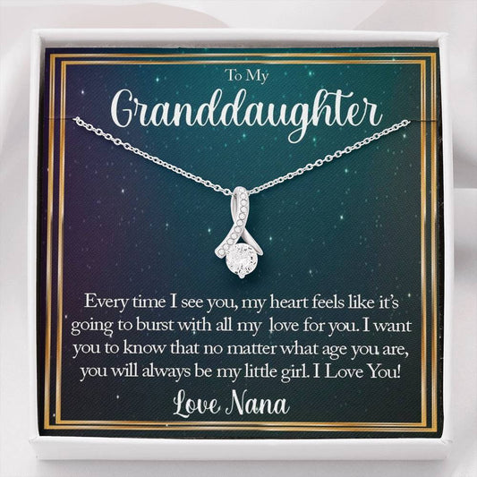 To My Grand Daughter - Always Be My Little Girl (Love, Nana) | Beautiful 14K White Gold Family Forever Pendant