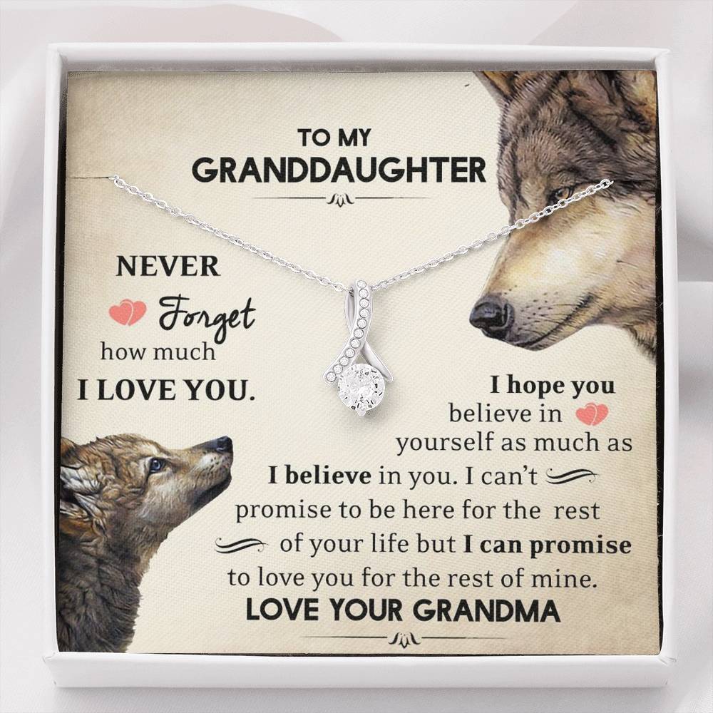 To My Grand Daughter - A Promise To Love You (Love, Your Grandma) | Beautiful 14K White Gold Family Forever Pendant