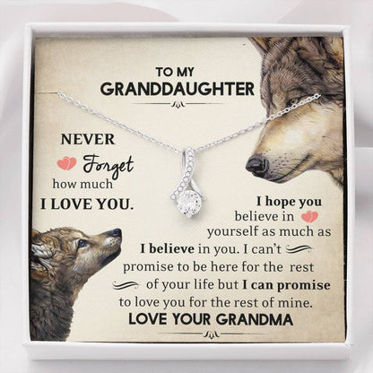To My Grand Daughter - A Promise To Love You (Love, Your Grandma) | Beautiful 14K White Gold Family Forever Pendant