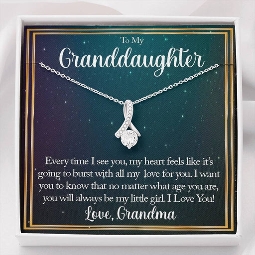 To My Grand Daughter - Always Be My Little Girl (Love, Grandma) | Beautiful 14K White Gold Family Forever Pendant Standard Box