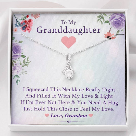 To My Grand Daughter - If You Need A Hug (Love, Grandma) | Beautiful 14K White Gold Family Forever Pendant