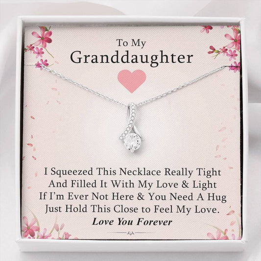 To My Grand Daughter - If You Need A Hug | Beautiful Artisan Crafted 14K White Gold Family Forever Pendant