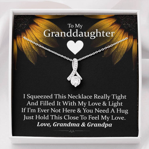 To My Grand Daughter - If You Need A Hug (Love, Grandma & Grandpa) | Beautiful 14K White Gold Family Forever Pendant Standard Box