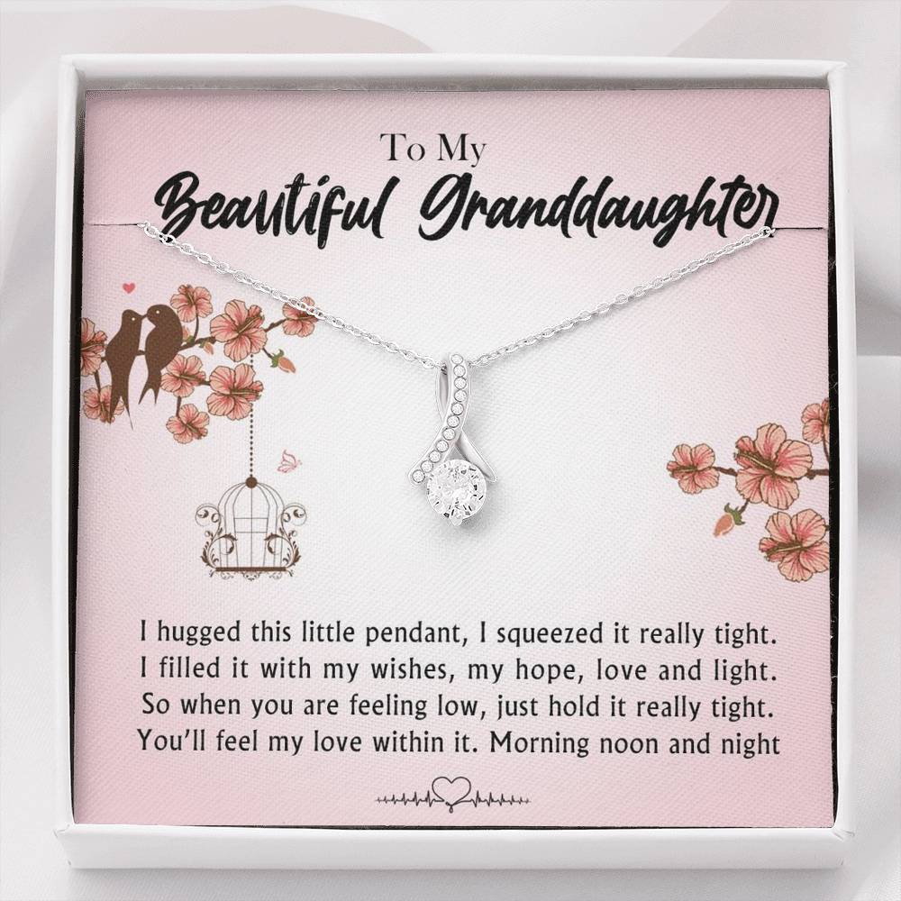 To My Beautiful Grand Daughter - When You Are Feeling Low | Beautiful 14K White Gold Family Forever Pendant