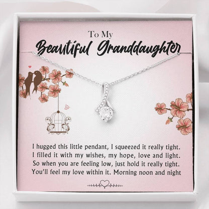 To My Beautiful Grand Daughter - When You Are Feeling Low | Beautiful 14K White Gold Family Forever Pendant