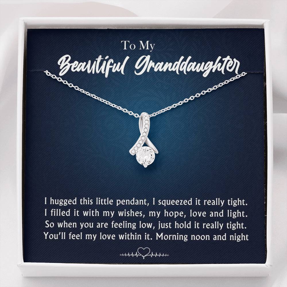 To My Beautiful Grand Daughter - When You Are Feeling Low | Stunning 14K White Gold Family Forever Pendant