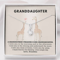 To My Grand Daughter - A Grandmother's Treasure (Love, Grandma) | Beautiful 14K White Gold Family Forever Pendant