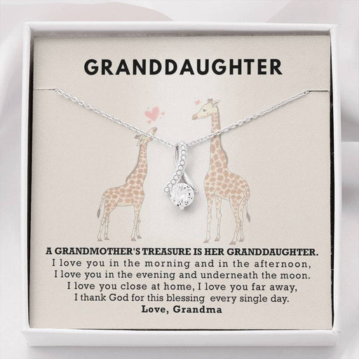To My Grand Daughter - A Grandmother's Treasure (Love, Grandma) | Beautiful 14K White Gold Family Forever Pendant Standard Box