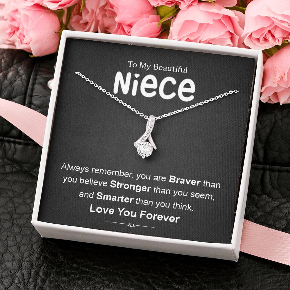 To My Beautiful Niece - Love You Forever | Beautiful 14K White Gold Family Forever Pendant