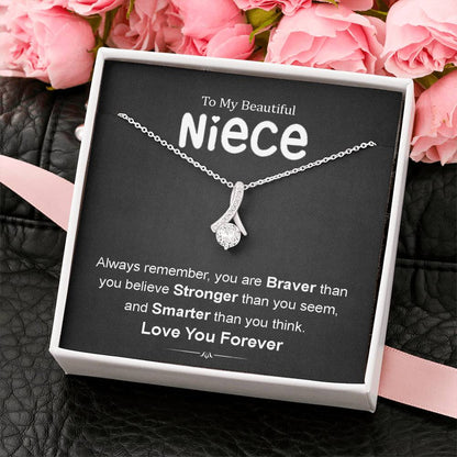 To My Beautiful Niece - Love You Forever | Beautiful 14K White Gold Family Forever Pendant