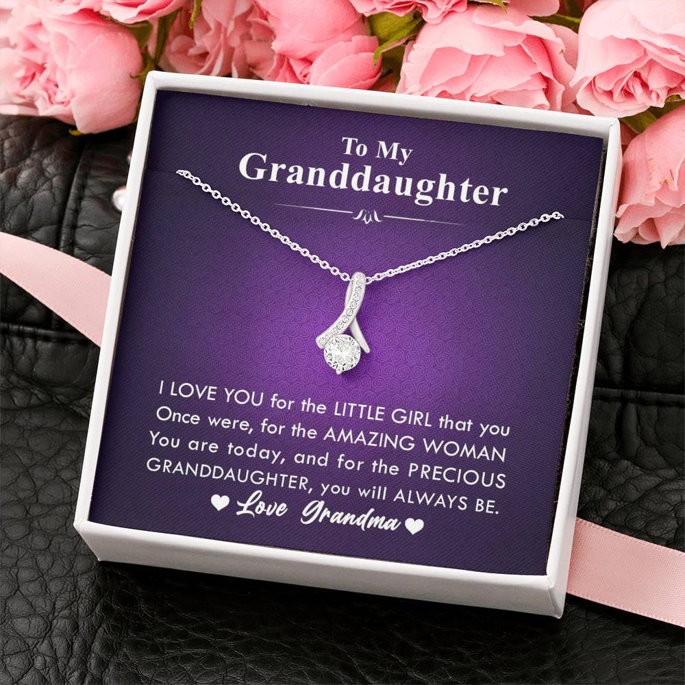 To My Grand Daughter - The Little Girl That You Once Were (Love, Grandma) |  Beautiful 14K White Gold Family Forever Pendant