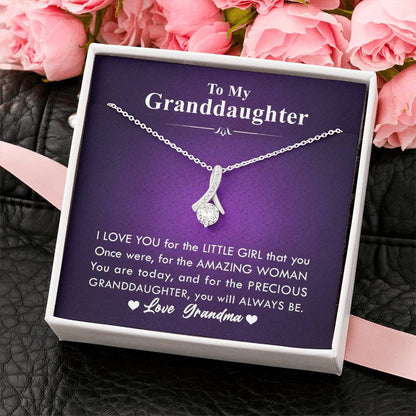 To My Grand Daughter - The Little Girl That You Once Were (Love, Grandma) |  Beautiful 14K White Gold Family Forever Pendant