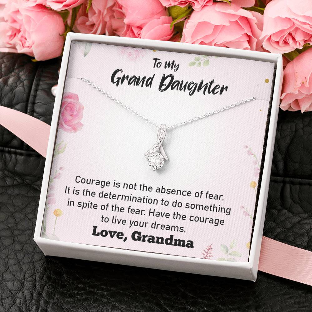 To my Grand Daughter - Live Your Dreams (Love, Grandma) | Beautiful 14k White Gold Family Forever Pendant