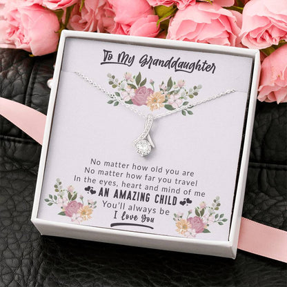 To My Grand Daughter - An Amazing Child You'll Always Be | Beautiful 14K White Gold Family Forever Pendant