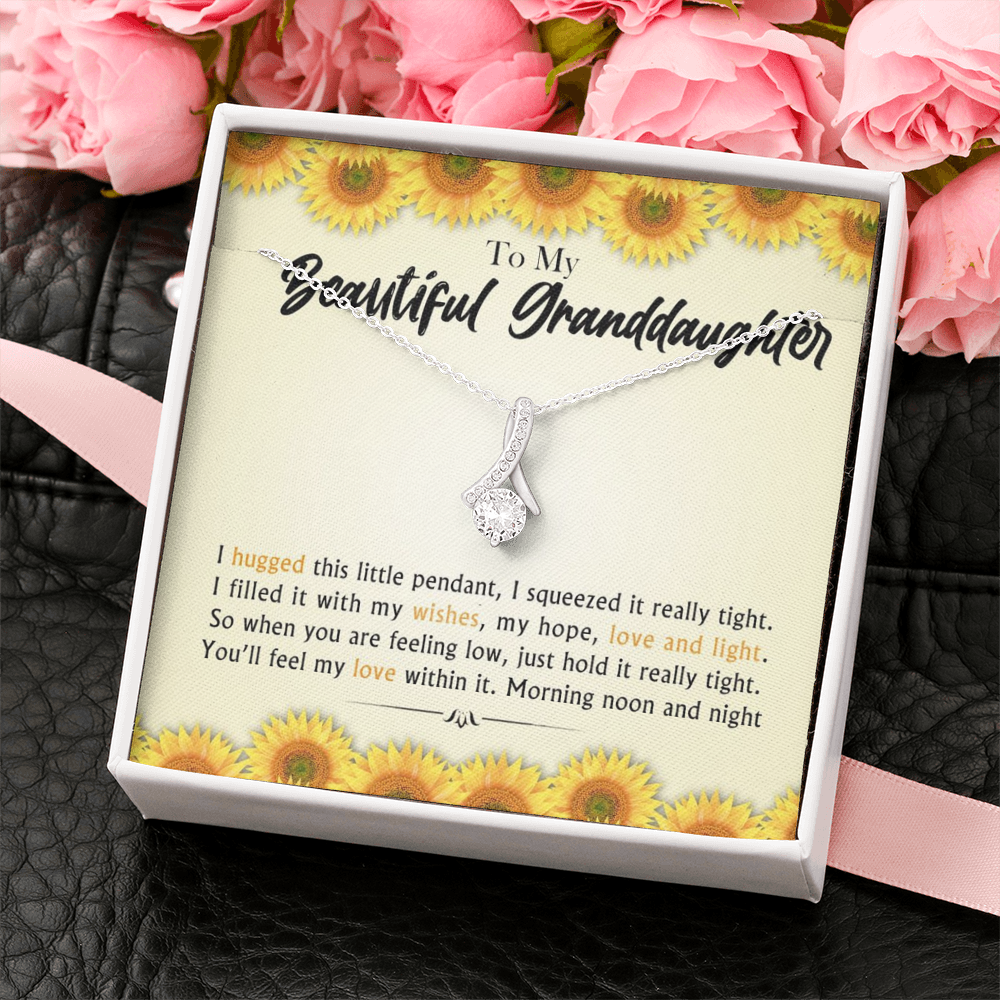 To My Beautiful Grand Daughter - When You Are Feeling Low | Beautiful 14K White Gold Family Forever Pendant