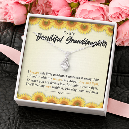 To My Beautiful Grand Daughter - When You Are Feeling Low | Beautiful 14K White Gold Family Forever Pendant