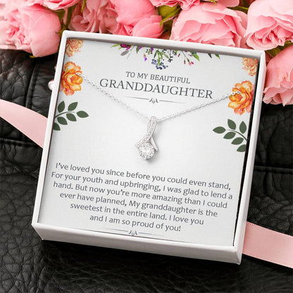 To My Beautiful Grand Daughter - You're More Amazing | Beautiful 14K White Gold Family Forever Pendant Necklace & Gift Card