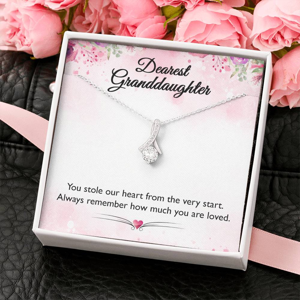 Dearest Grand Daughter - You Stole Our Heart | Beautiful 14k White Gold Family Forever Pendant