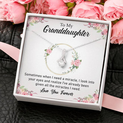 To My Grand Daughter - All The Miracles I Need | Beautiful 14K White Gold Family Forever Pendant