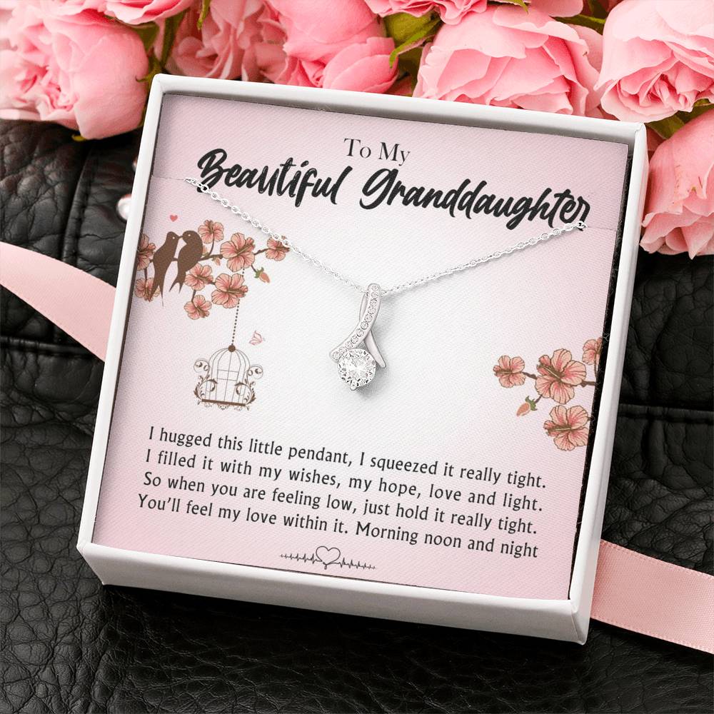 To My Beautiful Grand Daughter - When You Are Feeling Low | Beautiful 14K White Gold Family Forever Pendant