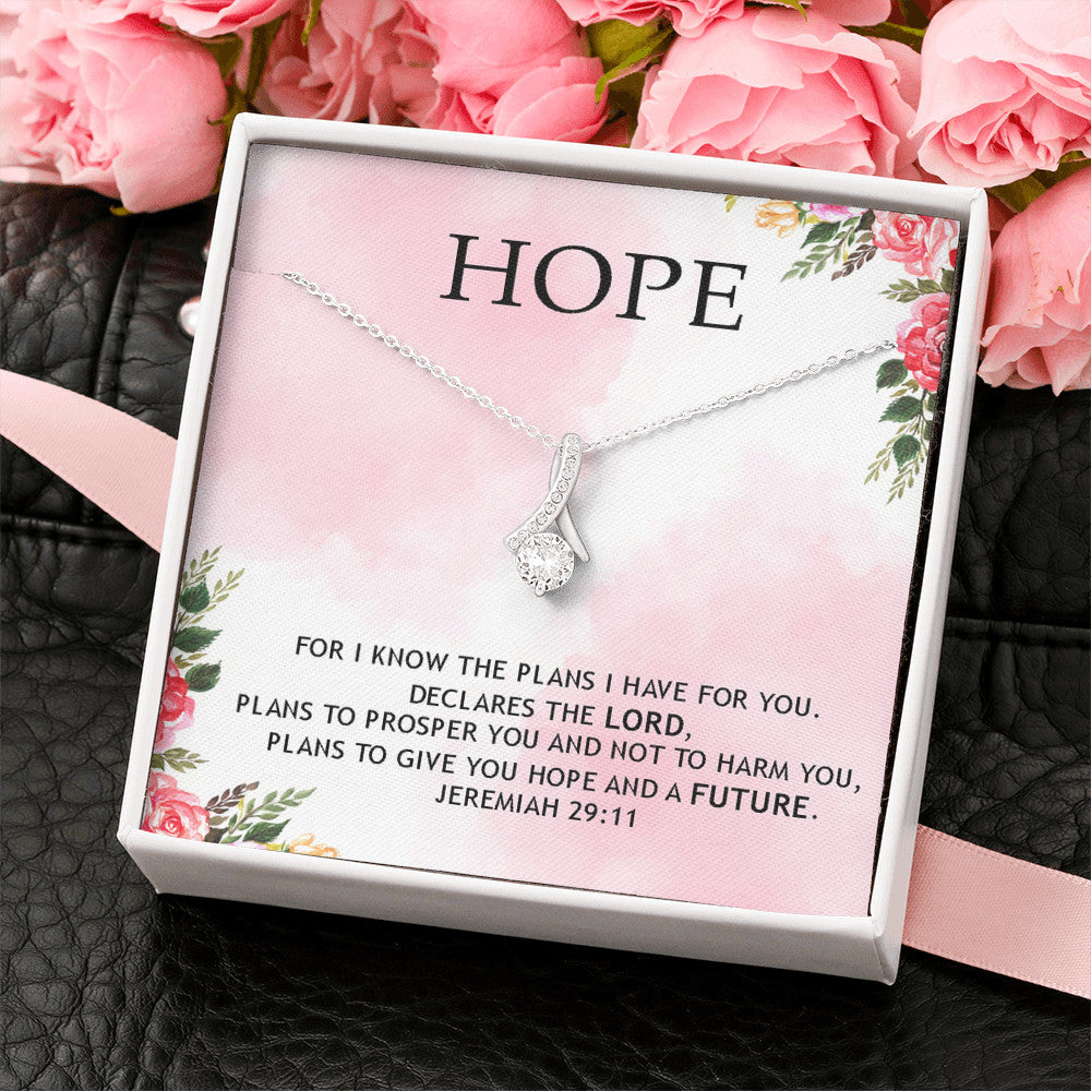 HOPE - I Know The Plans I Have For You ( Jeremiah 29:11 ) | Beautiful 14k White Gold Family Forever Pendant
