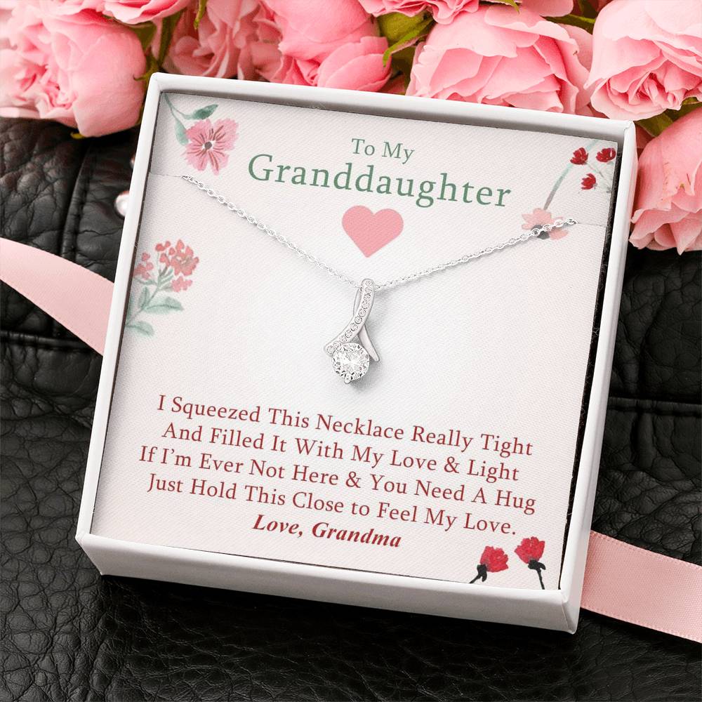 To My Grand Daughter - If You Need A Hug (Love, Grandma) | Stunning 14K White Gold Family Forever Pendant