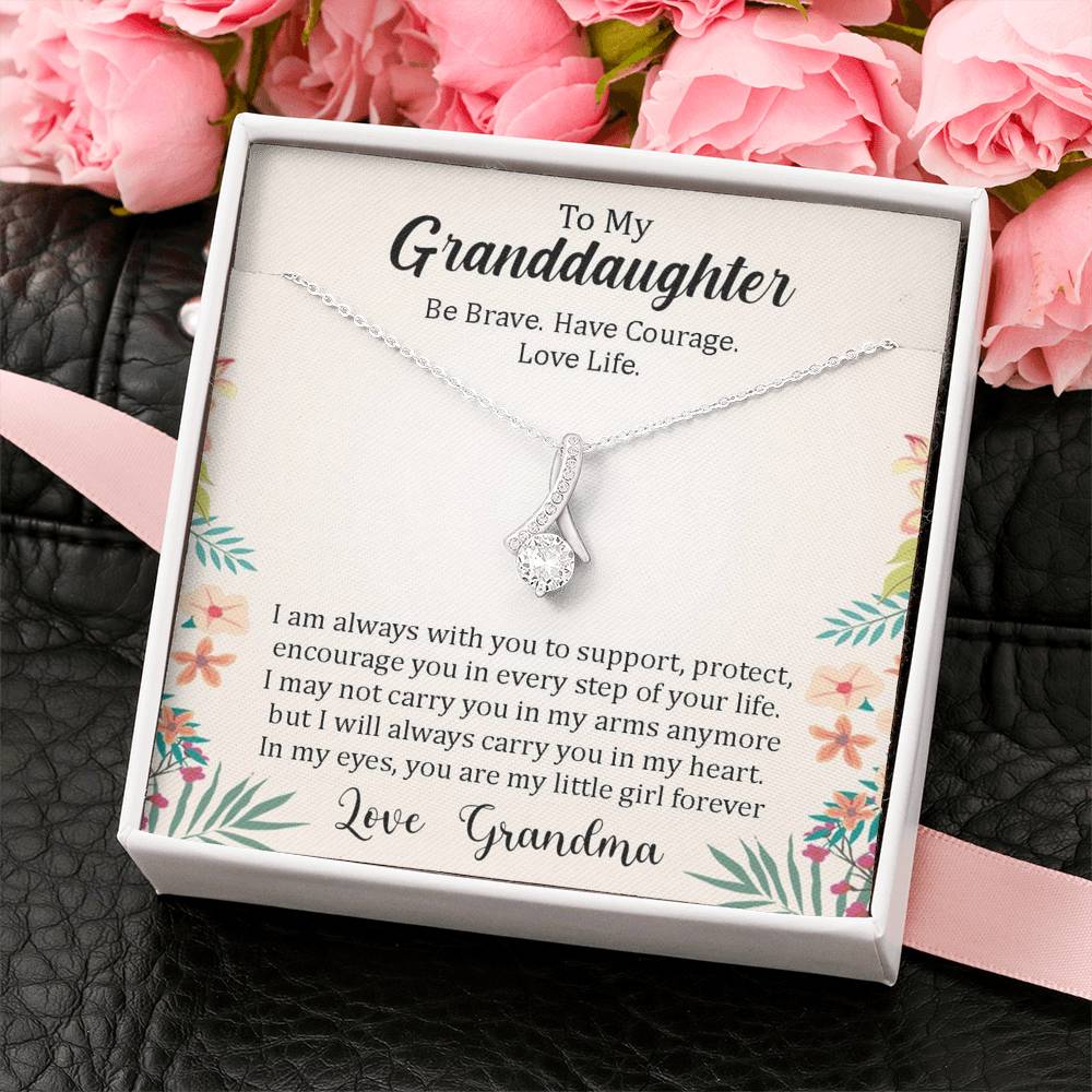 To My Grand Daughter - In Every Step Of Your Life (Love, Grandma) | Beautiful 14K White Gold Family Forever Pendant
