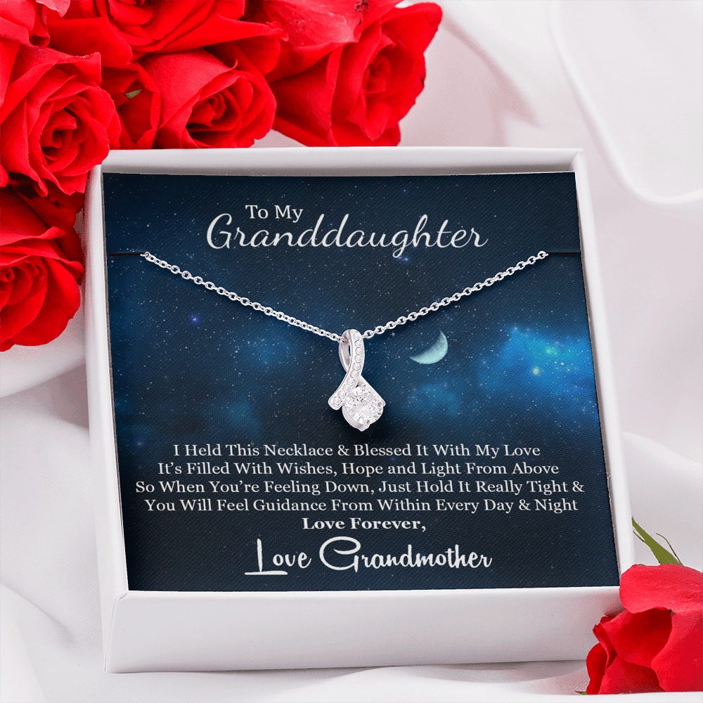 To My Grand Daughter - When You Are Feeling Down (Grandmother) | Stunning 14K White Gold Family Forever Pendant