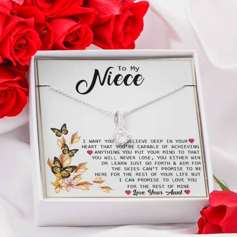 To My Niece - Promise To Love You (Love, Your Aunt) | Beautiful 14K White Gold Family Forever Pendant