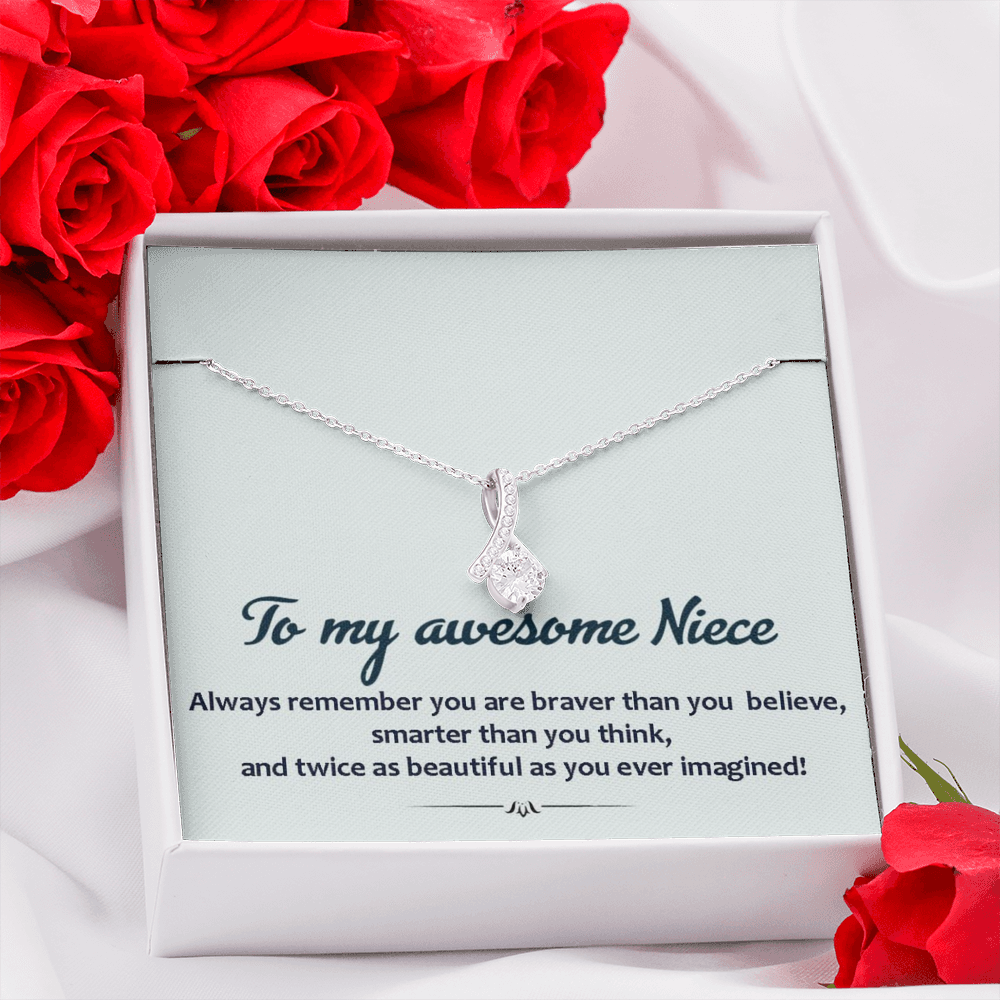 To My Awesome Niece -  Always Remember | Beautiful 14K White Gold Family Forever Pendant