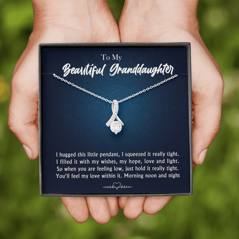 To My Beautiful Grand Daughter - When You Are Feeling Low | Stunning 14K White Gold Family Forever Pendant