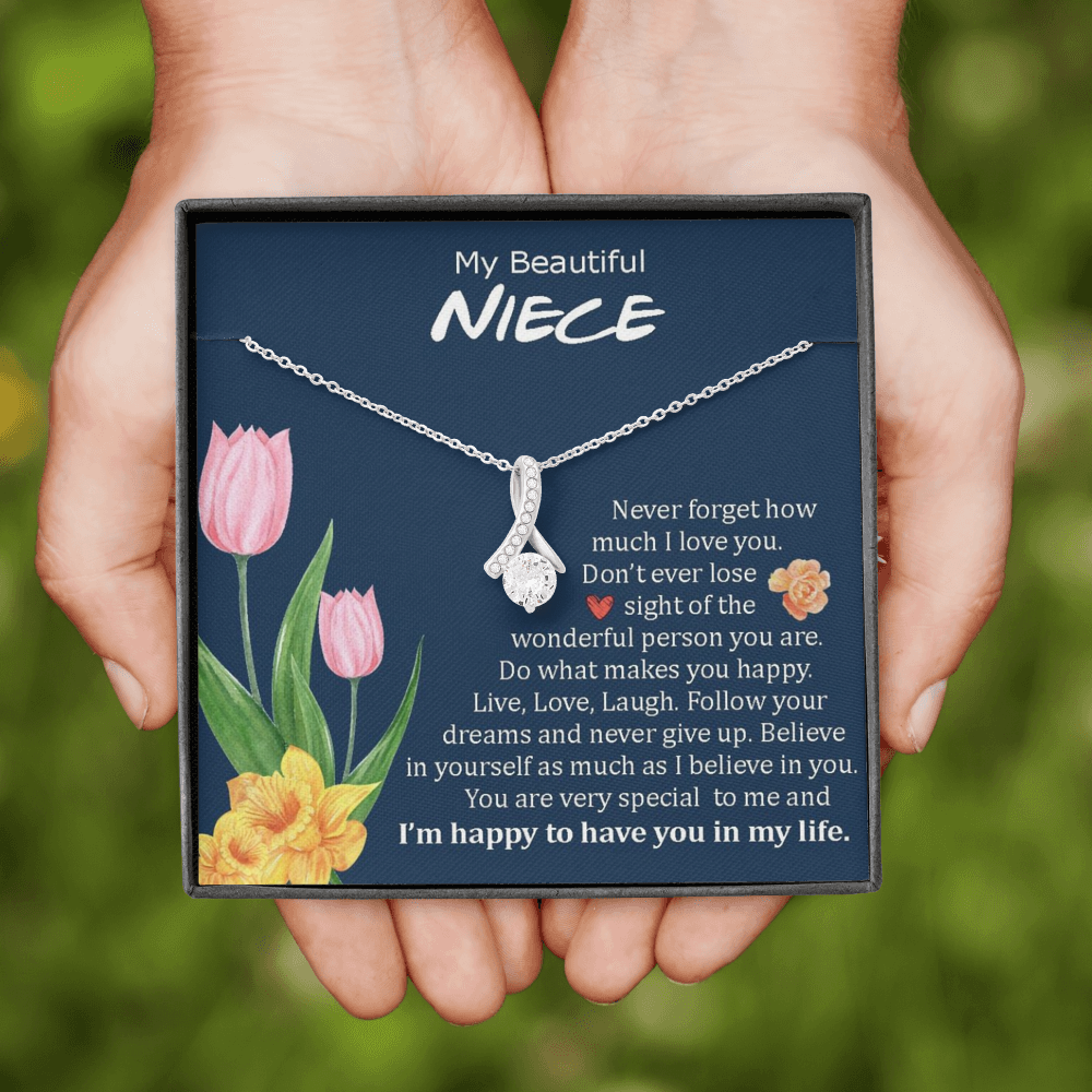 To My Beautiful Niece - Follow Your Dreams | Beautiful 14K White Gold Family Forever Pendant