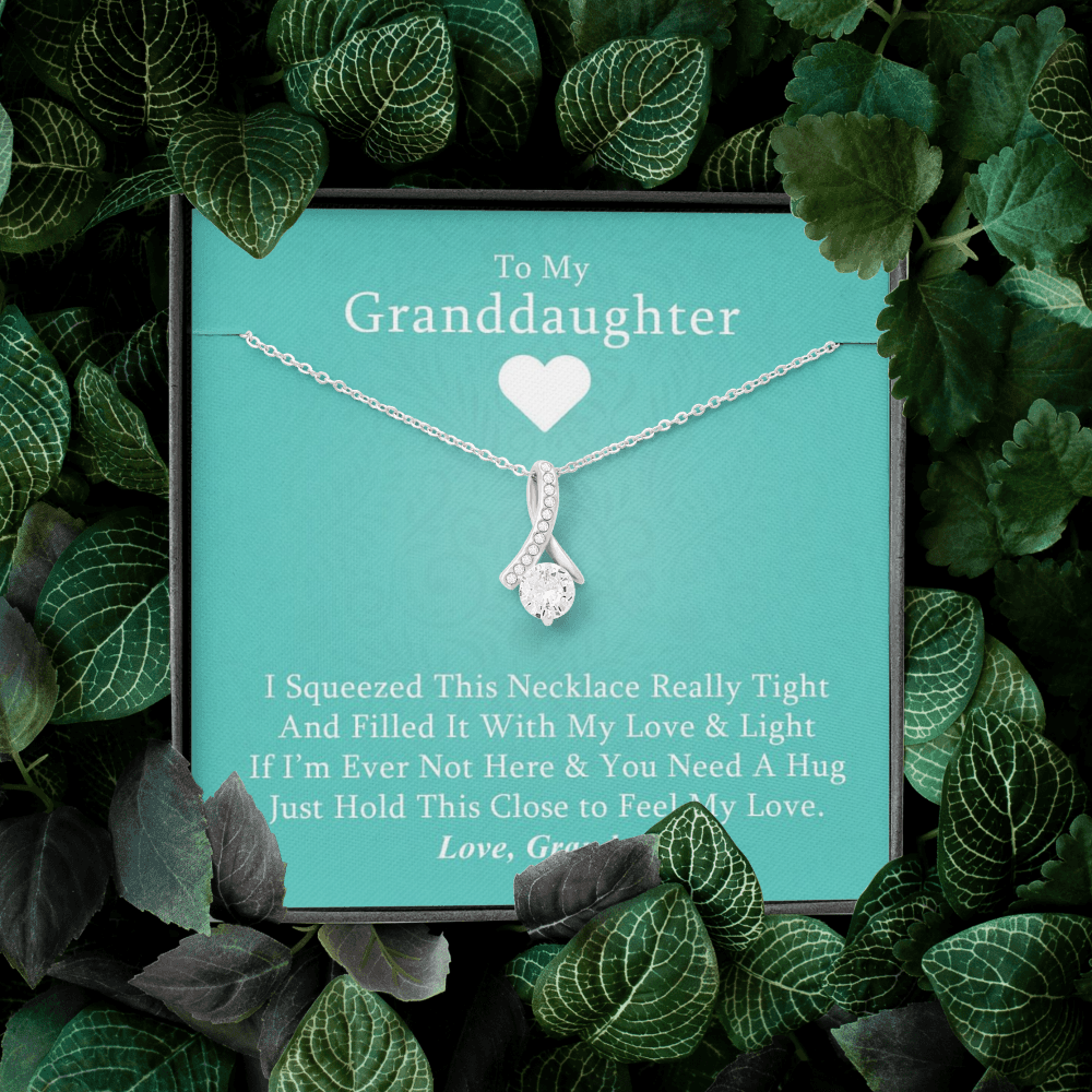 To My Grand Daughter - If I'm Ever Not Here (Love, Grandma) | Beautiful 14K White Gold Family Forever Pendant Necklace & Message Card