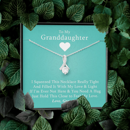 To My Grand Daughter - If I'm Ever Not Here (Love, Grandma) | Beautiful 14K White Gold Family Forever Pendant Necklace & Message Card