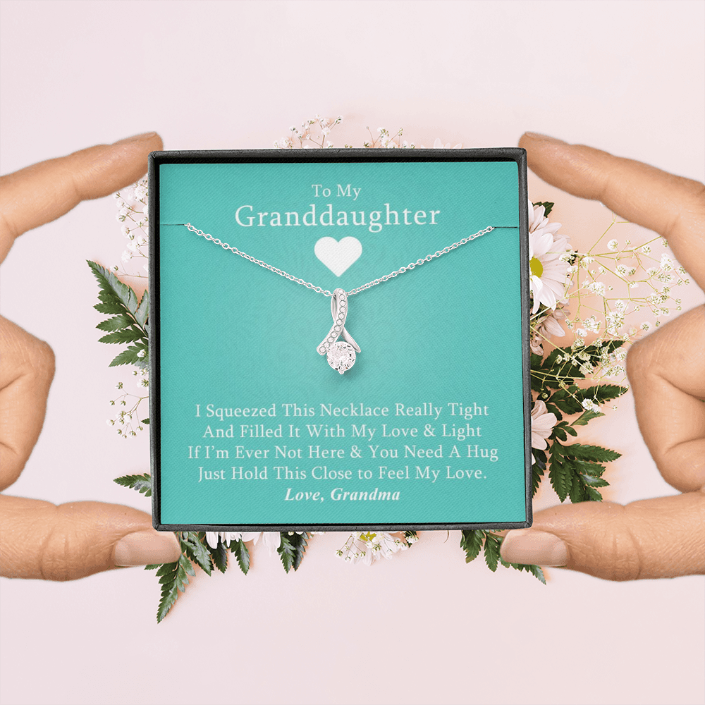 To My Grand Daughter - If I'm Ever Not Here (Love, Grandma) | Beautiful 14K White Gold Family Forever Pendant Necklace & Message Card