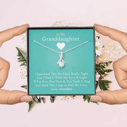 To My Grand Daughter - If I'm Ever Not Here (Love, Grandma) | Beautiful 14K White Gold Family Forever Pendant Necklace & Message Card