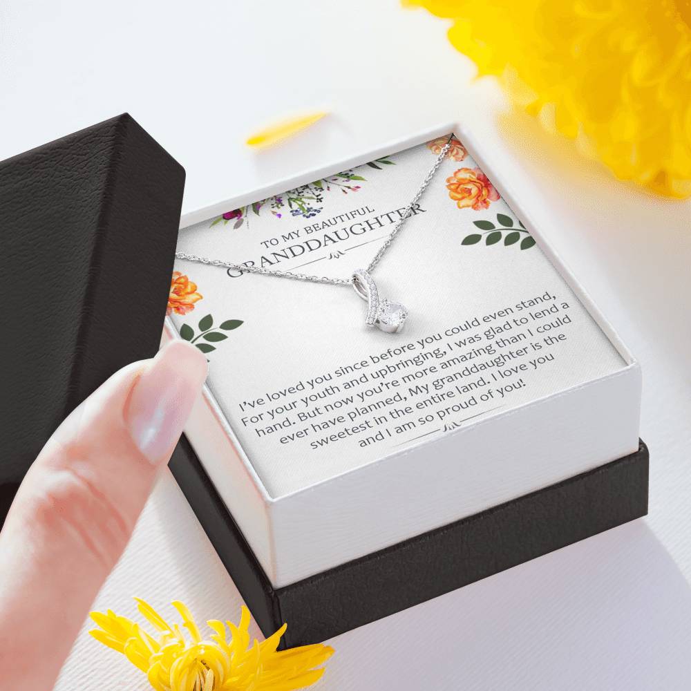 To My Beautiful Grand Daughter - You're More Amazing | Beautiful 14K White Gold Family Forever Pendant Necklace & Gift Card