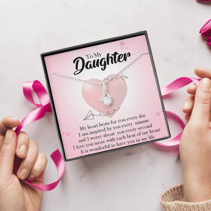 To My Daughter - Wonderful To Have You | Beautiful 14K White Gold Family Forever Pendant